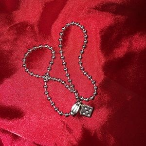 Dice & Safety Pin Necklace